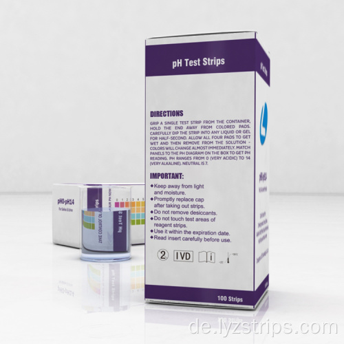 LYZ 100-Streifen alkalischer pH-Doppel-Teststreifen